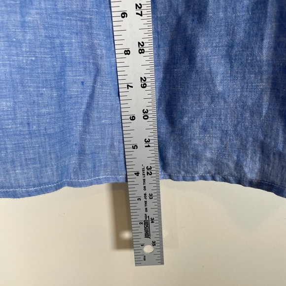 Pronto Uomo Mens XL LINEN Shirt Button Down Blue Long Sleeve Spread Collar Cool - Picture 9 of 13